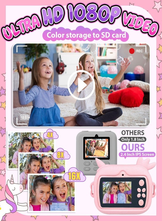 Torlaist Kids Camera Instant Print, 1080P Kids Instant Cameras with Photo Printing and Fun Learning, Christmas Stuffers Birthday Gifts for Girls Age 3-12, Portable Toy for 3 4 5 6 7 8 9 10 Girls Boys, Pink - Image 3